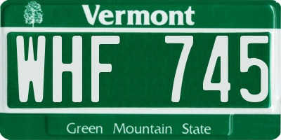 VT license plate WHF745