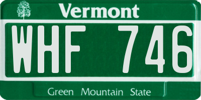 VT license plate WHF746