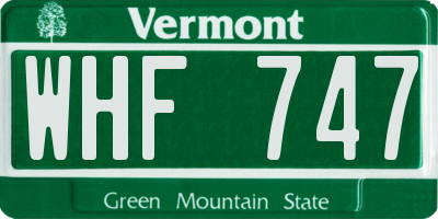 VT license plate WHF747