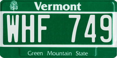 VT license plate WHF749
