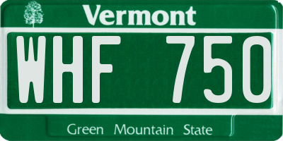 VT license plate WHF750