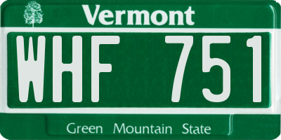 VT license plate WHF751