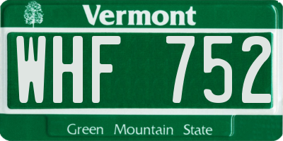 VT license plate WHF752