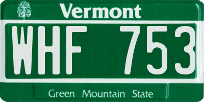 VT license plate WHF753