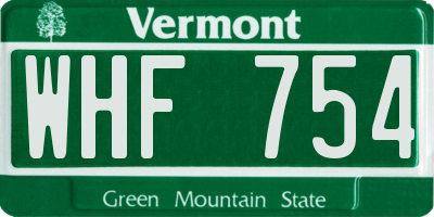VT license plate WHF754