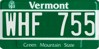 VT license plate WHF755
