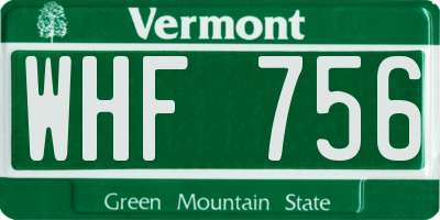 VT license plate WHF756