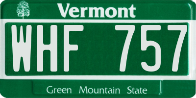 VT license plate WHF757