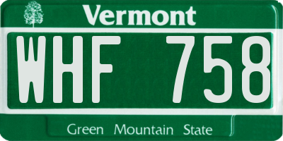 VT license plate WHF758