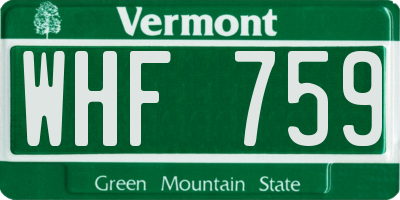 VT license plate WHF759