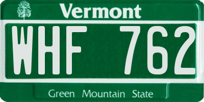 VT license plate WHF762