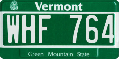 VT license plate WHF764