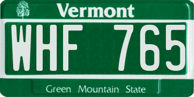 VT license plate WHF765