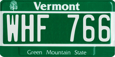 VT license plate WHF766
