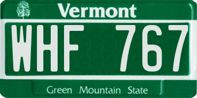 VT license plate WHF767