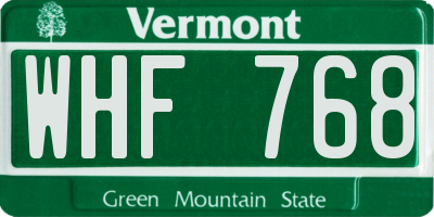 VT license plate WHF768