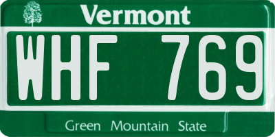 VT license plate WHF769