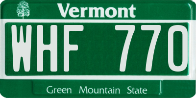 VT license plate WHF770