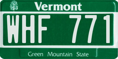 VT license plate WHF771