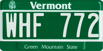 VT license plate WHF772