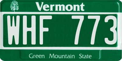 VT license plate WHF773