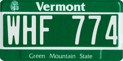 VT license plate WHF774