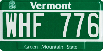 VT license plate WHF776