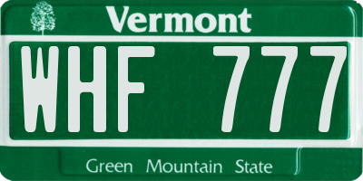 VT license plate WHF777