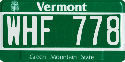VT license plate WHF778