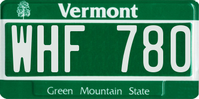 VT license plate WHF780