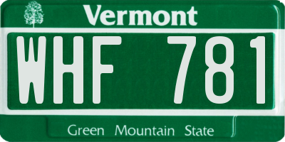 VT license plate WHF781