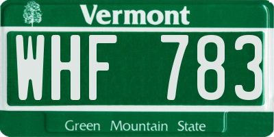 VT license plate WHF783