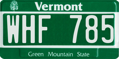 VT license plate WHF785