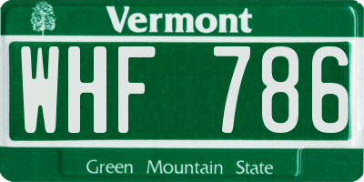 VT license plate WHF786