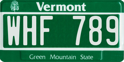 VT license plate WHF789