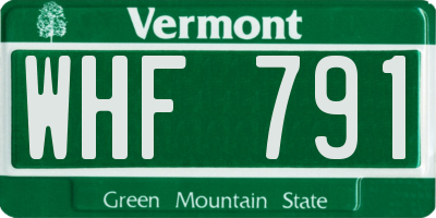 VT license plate WHF791