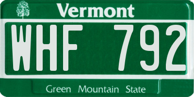 VT license plate WHF792