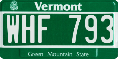 VT license plate WHF793
