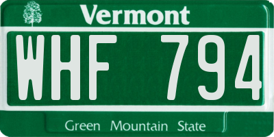 VT license plate WHF794