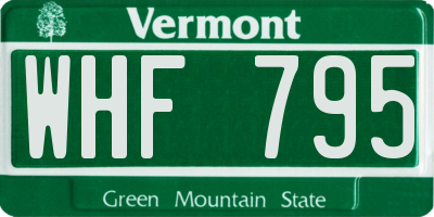 VT license plate WHF795