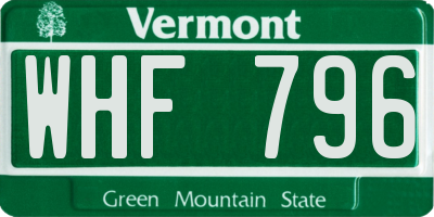 VT license plate WHF796