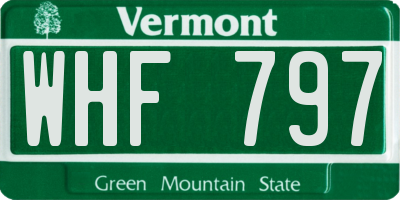 VT license plate WHF797