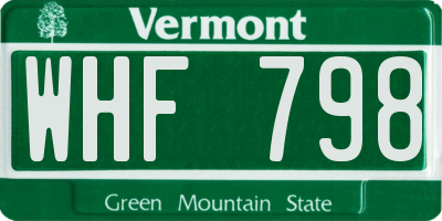 VT license plate WHF798