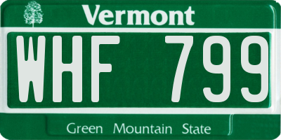 VT license plate WHF799