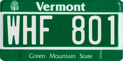 VT license plate WHF801
