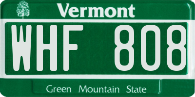 VT license plate WHF808