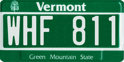 VT license plate WHF811