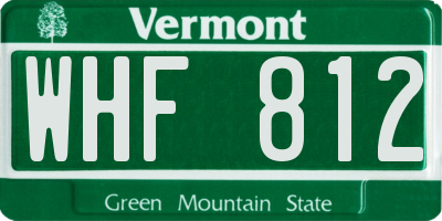 VT license plate WHF812