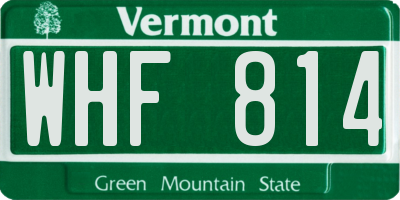 VT license plate WHF814