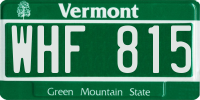 VT license plate WHF815